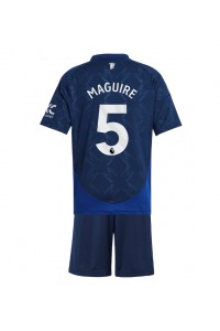 Manchester United Harry Maguire #5 Jalkapallovaatteet Lasten Vieraspeliasu 2024-25 Lyhythihainen (+ Lyhyet housut)